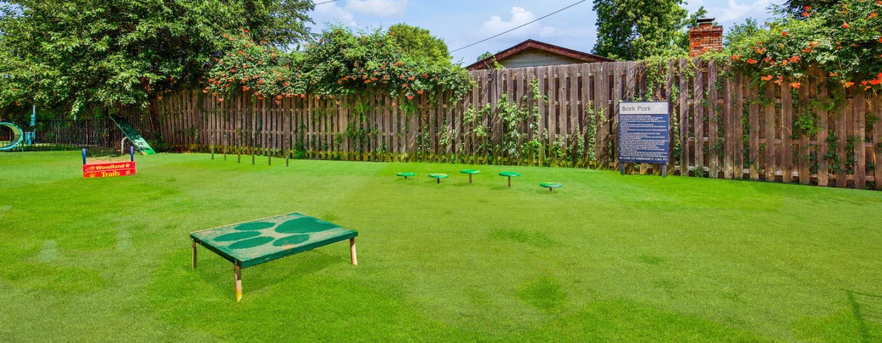 a fenced in yard dog park